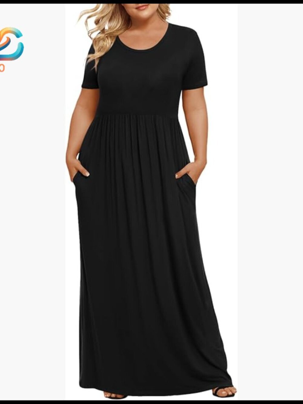 Plus Size Maxi Dress Casual Short Sleeve Fit & Flare Ankle Length